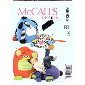 M6625 Childrens Poof Beanbag Chair Stuffed Chair Animal Pillow McCalls UNCUT FF